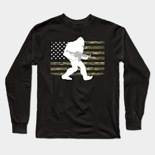 Bigfoot Gun Owner Camo Us American Flag Sasquatch Ar15 Rifle Long Sleeve T-Shirt